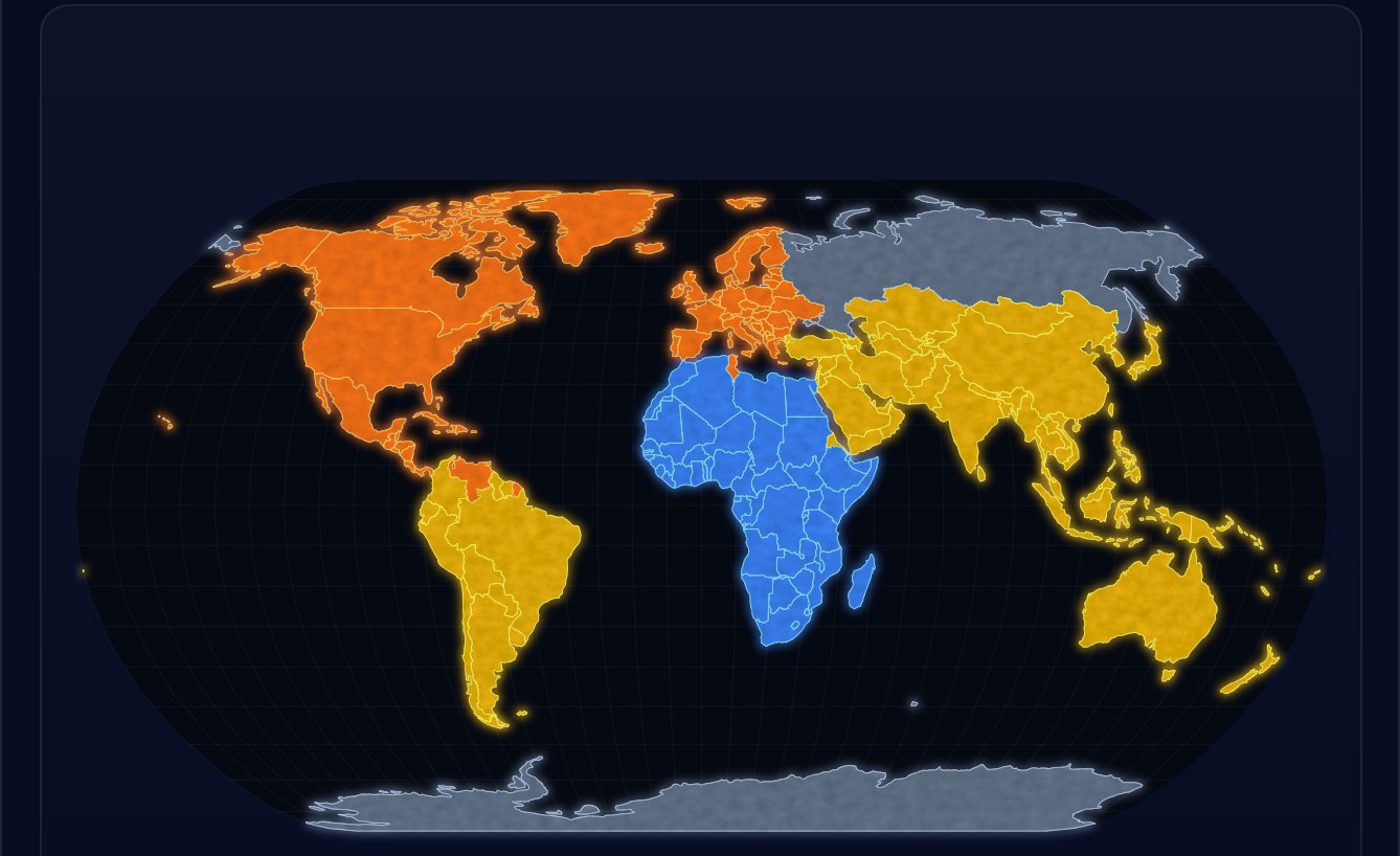 Global risk heat map by region